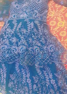 Elegant Blue Embroidered Dress
