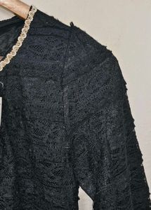 Trendy New  Elegant Black Lace Top