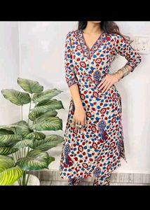 Ananya floral beige kurta set( top&amp; pant c