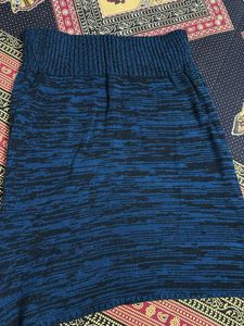 Blue Knit Mini Skirt