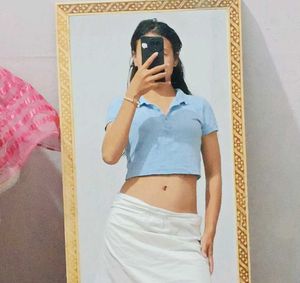 Baby Blue Cropped Polo