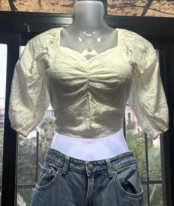 White Puff Sleeve Top