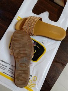 Mustard Fancy Slippers With Glitter Design
