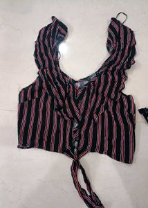 Striped Ruffle Crop Top