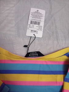 SHEIN BRAND Striped Ribbed Tshirt