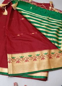 Traditional Maroon Silk Cotton Saree