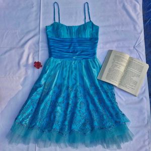 Y2k Party Pinteresty Ocean Blue Glitter Dress