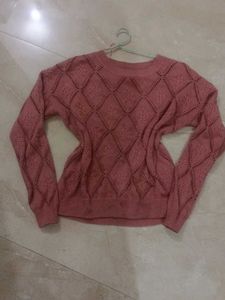 Dusty Rose Knit Sweater with beautiful detailing