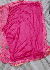Pink Bandhani Saree