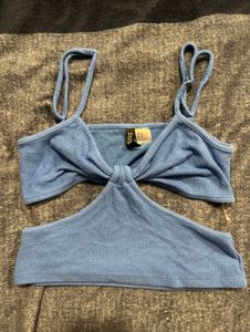 H&M Divided Blue Cutout Top