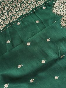 Green Saree with Gold Embroidery