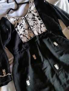 Short Black Chikankari Kurti