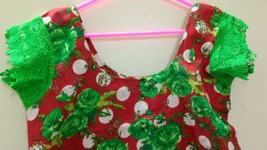 💚❤️NEW Floral Kurti With Green Lace 💚