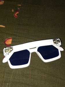 White Frame Blue Lens Sunglasses