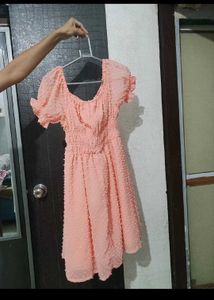 Tokyo Talkies Peach Swiss Dot Dress