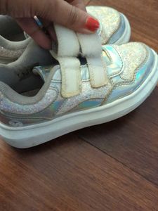 Girls Silver Glitter Sneakers