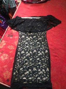 Chaps Black Lace Mini Dress