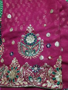 30₹ Off- Rani Pink Saree Without Blouse