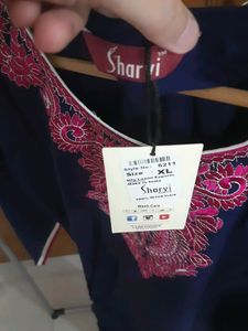 Navy Blue Embroidered Kurta