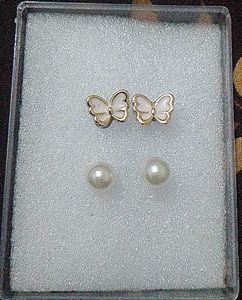 Butterfly & Pearl Earring Set