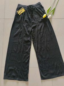 Black Ribbed Palazzo Pants