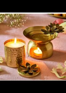 Vrindawan Oil Burner &amp; Jar Candle Set