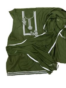 Olive Green Embroidered Punjabi Suit