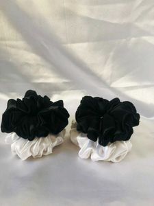 Black &amp; White Satin Scrunchie Set