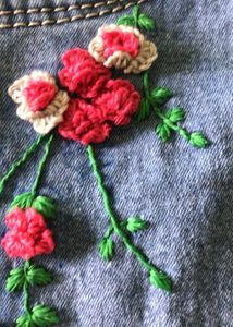 Floral hand Embroidered Light Wash Jeans
