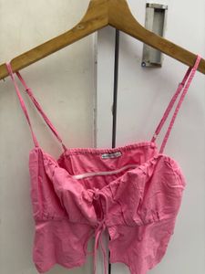 Bershka Pink Tie-Front Cami