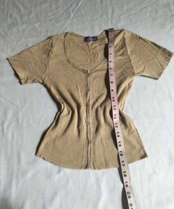 Beige Ribbed Top