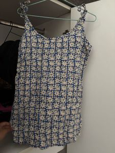 blue tie up strings short kurti