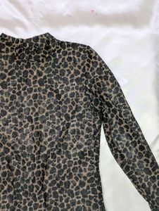 Leopard Print Sheer Top