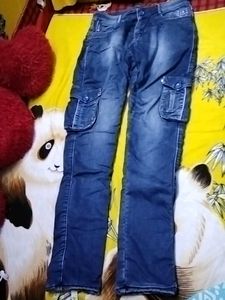 Blue Denim Cargo Pants