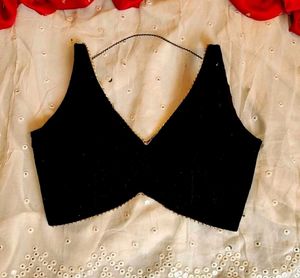tafeta silk blouse with golden gota lace ( padded)
