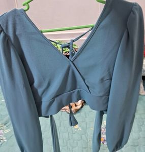Casual Solid Women Light Bule Top
