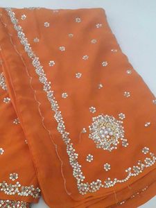 Orange Carrot Sequence Work Saree With Blouse🤞💕