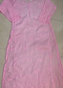 Pink applique work Kurta with inner