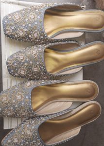 W Embellished Slip-On Mules