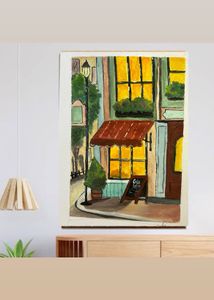 Cafe Love gouache Painting on A5 paper