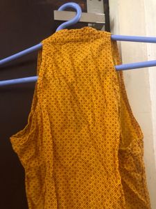 Printed Mustard Halter Neck Kurta🏵️