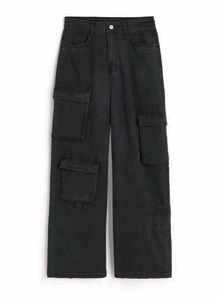 Black Wide High Cargo Jeans