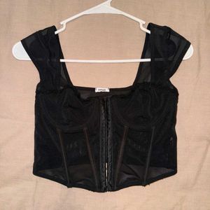 26211.Garage Black Corset Top