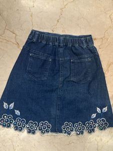 Denim Embroidered Skirt