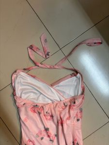 Pink Floral Halter Dress