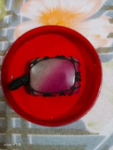 Pink And White Onyx Agate Pendant