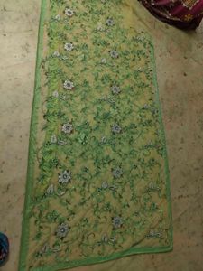 Embroidered Green Net Saree Expansive ✨🔥