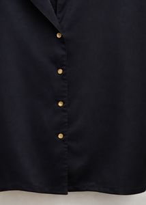 Stylish Black Satin Shirt with Gold Buttons