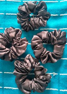 Satin Hair Scrunchies - Set of 4
