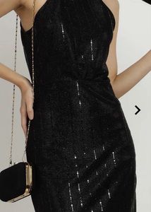 Sparkly Black Party wear knee length Dress